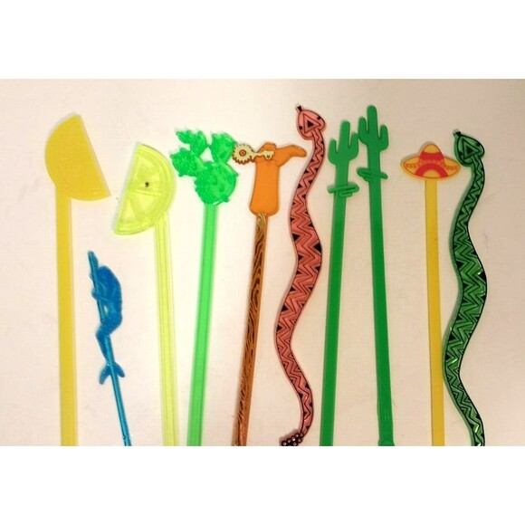 Vintage Set of 62 Drink Stir Sticks Various Themes Retro Barware - Picture 11 of 13